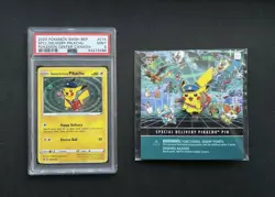 Special Delivery Pikachu PSA 9 MINT Pokemon Promo + Special Delivery Pikachu Pin - Image 1
