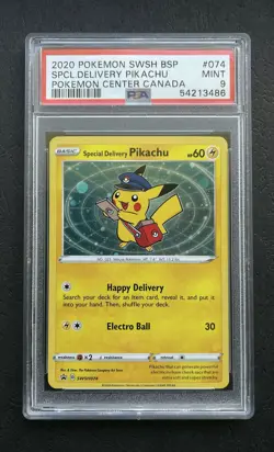Special Delivery Pikachu PSA 9 MINT Pokemon Promo + Special Delivery Pikachu Pin - Image 3