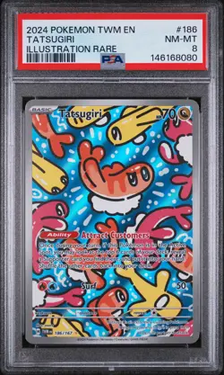 2024 POKEMON TWM EN-TWILIGHT MASQUERADE ILLUSTRATION RARE #186 TATSUGIRI PSA 8 - Image 1