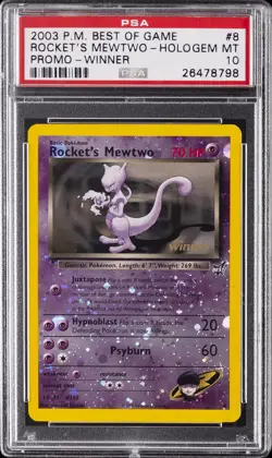 2003 POKEMON BEST OF GAME PROMO WINNER #8 ROCKET'S MEWTWO-REVERSE FOIL PSA 10 - Image 1