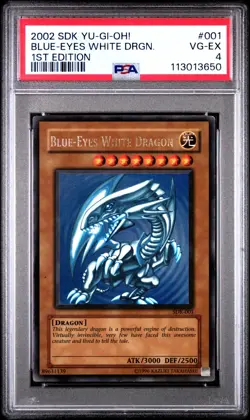 2002 YU-GI-OH! STARTER DECK: KAIBA 1ST EDITION #001 BLUE-EYES WHITE DRAGON PSA 4 - Image 1