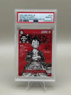 2025 ONE PIECE JPN PROMOS ONE PIECE MAGAZINE VOL.20 #014 MONKEY D. LUFFY PSA 10 - Image 1