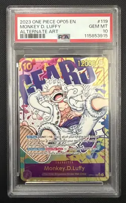 2023 One Piece OP05 Monkey D. Luffy Secret Rare Alternate Art #OP05-119 PSA 10 - Image 1
