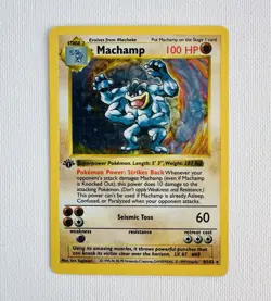 Vintage Holo Rare Pokemon Card Base Set 1st Edition Shadowless MACHAMP 8/102 - Image 1