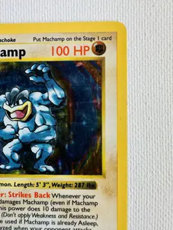 Vintage Holo Rare Pokemon Card Base Set 1st Edition Shadowless MACHAMP 8/102 - Image 3