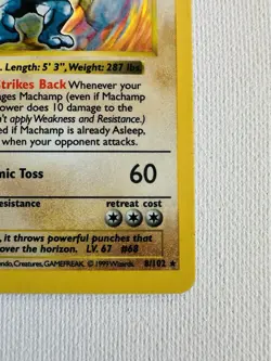 Vintage Holo Rare Pokemon Card Base Set 1st Edition Shadowless MACHAMP 8/102 - Image 5