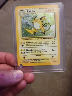 Raichu 16/130 Base Set 2 Holo Rare pokemon Card WOTC SWIRL - Image 1