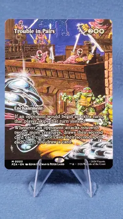 Trouble in Pairs Borderless NM Teenage Mutant Ninja Turtles Magic MTG PZA 003 - Image 1