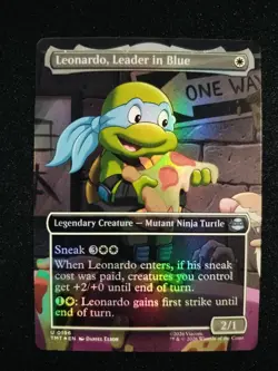 MTG Leonardo, Leader in Blue Borderless Foil 0196 TMNT TMT NM - Image 1