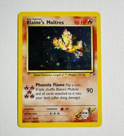 Vintage Pokemon Card Rare Holo BLAINE’S MOLTRES Gym Heroes 1/132 - Image 1