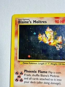 Vintage Pokemon Card Rare Holo BLAINE’S MOLTRES Gym Heroes 1/132 - Image 2