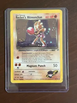 Pokemon TCG Rockets Hitmonchan Holo Rare Card 11/132 Gym Heroes - HP / DMG - Image 1