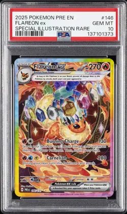 2025 POKEMON PRE EN-PRISMATIC EVOLUTIONS #146 FLAREON EX PSA 10 - Image 1