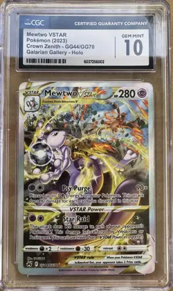 GEM MINT PSA 10 Mewtwo VSTAR - GG44/GG70 Crown Zenith Alt Art - Collector Card - Image 2