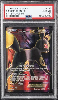 2016 POKEMON XY FATES COLLIDE #119 FULL ART/UMBREON EX PSA 10 - Image 1