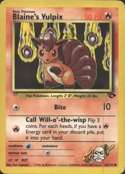 BLAINE'S VULPIX 66/132 COMMON GYM CHALLENGE POKEMON UNLIMITED MP - Image 2