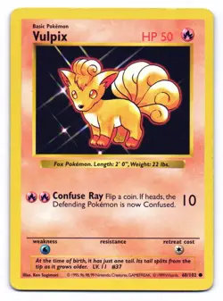Vulpix 68/102 Common Base Set Pokemon Shadowless HP - Image 1