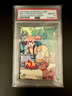 PSA 10 - Psyduck Misty & Vulpix JR East Orange Card Pokemon Vintage 1999 - Image 1