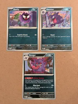Pokemon Gengar 050, Haunter, Gastly Reverse Holo Evolution Set Perfect Order NM - Image 1
