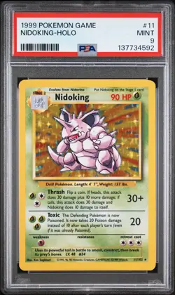 1999 POKEMON GAME #11 NIDOKING-HOLO PSA 9 - Image 1
