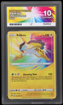 Pokemon Vivid Voltage - Raikou 050/185 - Amazing Rare Ace Graded 10 - Image 1