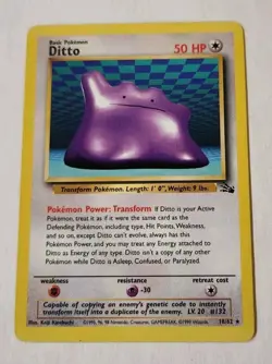Ditto 18/62 Rare Fossil Unlimited Pokemon LP - Image 1