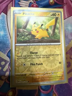 Pikachu 025/165 Cosmos Holo Costco Exclusive Scarlet & Violet 151 Pokemon LP - Image 1