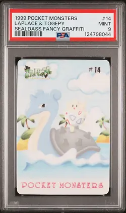 1999 POCKET MONSTERS SEALDASS FANCY GRAFFITI #14 LAPLACE & TOGEPY PSA 9 - Image 1