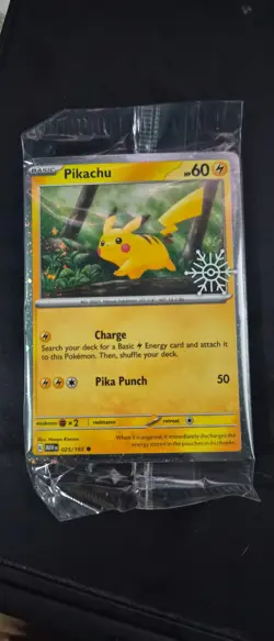 Pokemon TCG Pikachu 25/165 Snowflake Stamp Promo 2025 Holiday Advent Calendar NM - Image 1