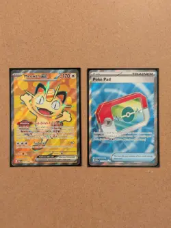 Pokemon TCG Meowth ex Full Art + Poke Pad Full Art Perfect Order NM - Image 1