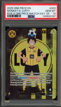 One Piece CCG Monkey.D.Luffy BVB X One Piece Match Day '25 Promo ST13-003 PSA 10 - Image 1