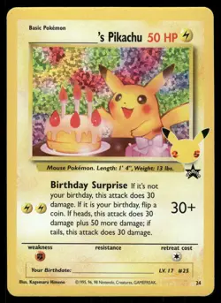 Pokemon Cards _____'s Pikachu 24 Celebrations NM - Image 1