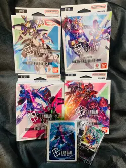 GUNDAM TCG CARD GAME STARTER DECK SET OF FOUR ST01 ST02 ST03 ST04 ENGLISH - Image 1