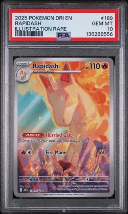 2025 POKEMON DRI EN-DESTINED RIVALS ILLUSTRATION RARE #189 RAPIDASH PSA 10 - Image 1
