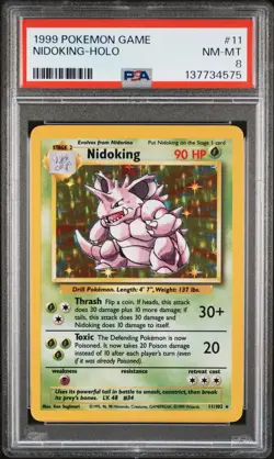 1999 POKEMON GAME #11 NIDOKING-HOLO PSA 8 - Image 1