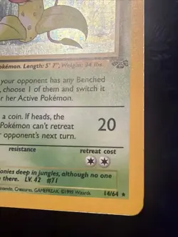 Pokemon Victreebel 14/64 Jungle Holo Rare Unlimited 1999 WOTC LP - Image 4