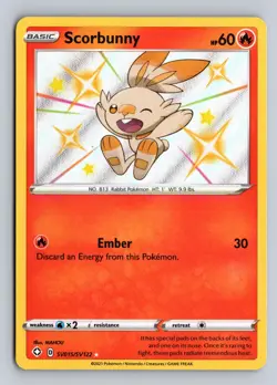 Scorbunny SV015/SV122 Rare Shiny Shining Fates Shiny Vault Pokemon Near Mint - Image 1