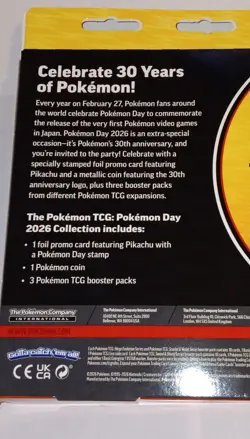 Pokemon Day 2026 Pikachu Promo Card, Coin & 3 Booster Packs Box - Image 3