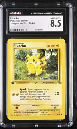 CGC 8.5 Pikachu 1999 Jungle 1st Edition 60/64 Pokemon Card - Image 1