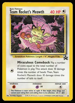Team Rocket's Meowth 18 WOTC Black Star Promo Pokemon Card - Image 1