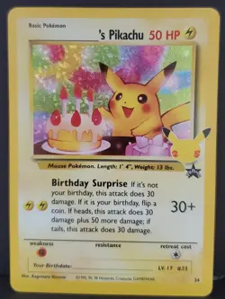 Pokemon TCG Holo Pikachu Card 24/53 Birthday Celebrations 25th Anniversary - Image 1