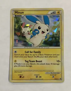 Pokemon MINUN Card HGSS17 Cracked Ice Holo Rare LP Black Star Promo Light Play - Image 1
