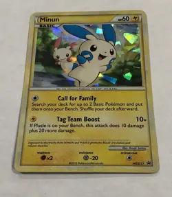 Pokemon MINUN Card HGSS17 Cracked Ice Holo Rare LP Black Star Promo Light Play - Image 2