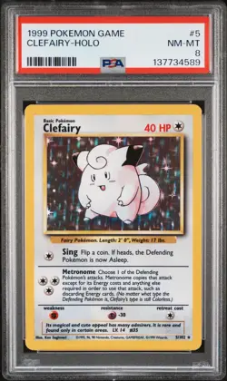 1999 POKEMON GAME #5 CLEFAIRY-HOLO PSA 8 - Image 1