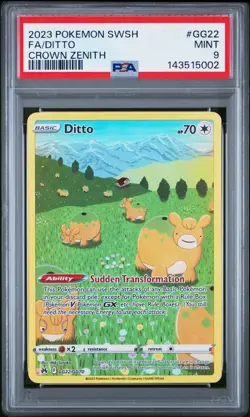 SEND AN OFFER - 2023 POKEMON SWSH CROWN ZENITH GG22 FULL ART/DITTO - PSA 9 - Image 1