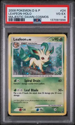 2008 POKEMON DIAMOND & PEARL MAJESTIC DAWN COSMOS #24 LEAFEON-HOLO PSA 4 - Image 1