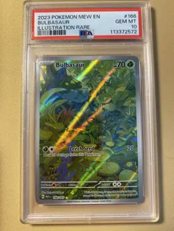 Pokemon TCG Bulbasaur 166/165 Scarlet & Violet 151 Illustration Rare PSA 10 - Image 1