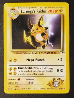 Pokemon TCG | Lt. Surge's Raichu 028/132 Gym Heroes Regular - Image 1