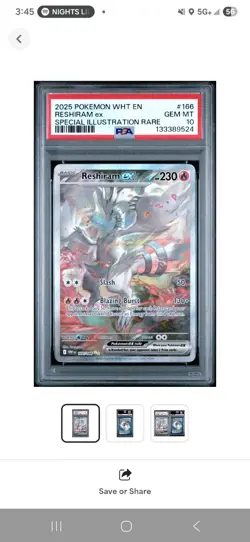 Pokemon Reshiram ex Special Illustration Rare Holo 166/086 PSA 10 - Image 1