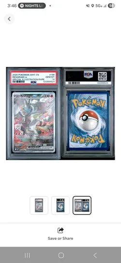 Pokemon Reshiram ex Special Illustration Rare Holo 166/086 PSA 10 - Image 3
